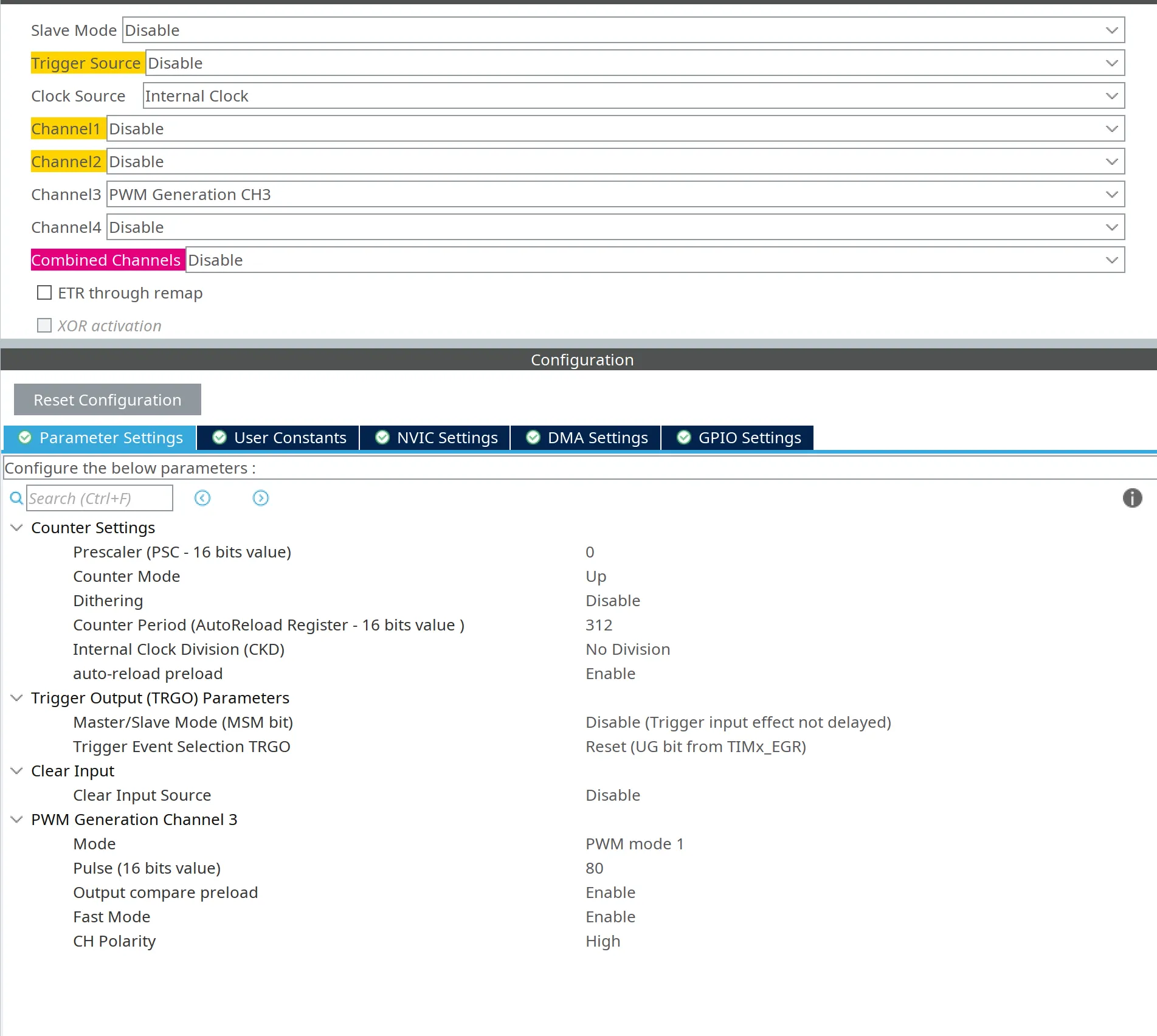 PWM Timer configuration in CubeMX