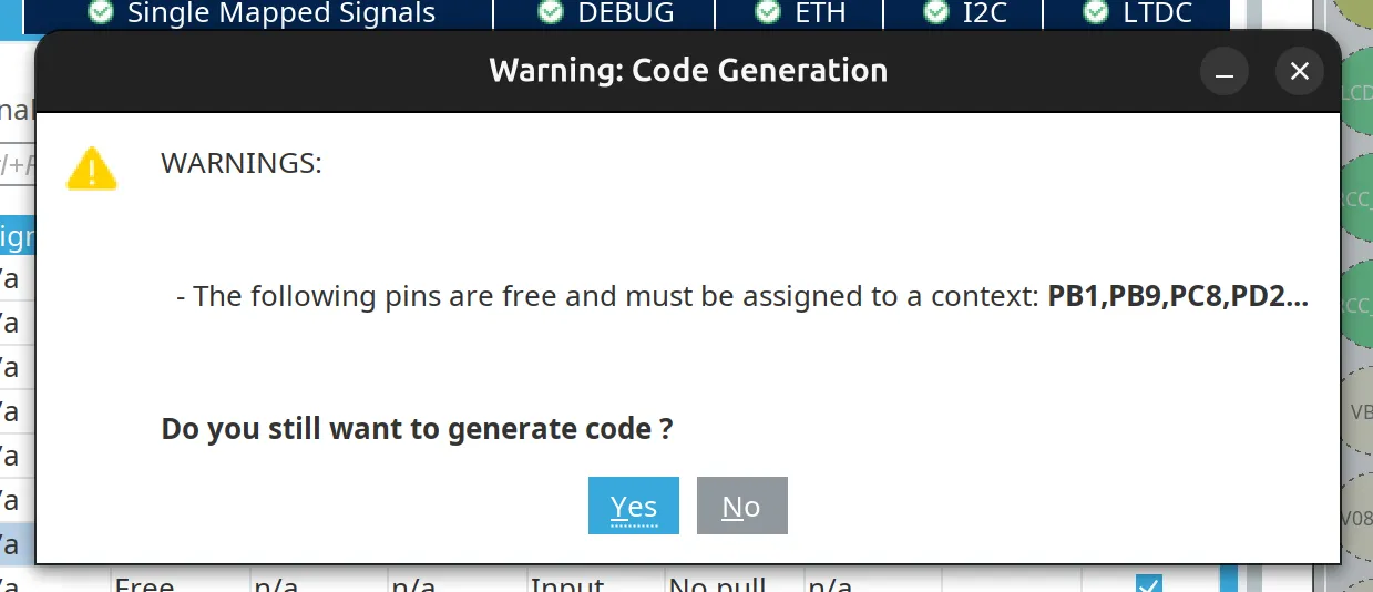 Unassigned pin warning 