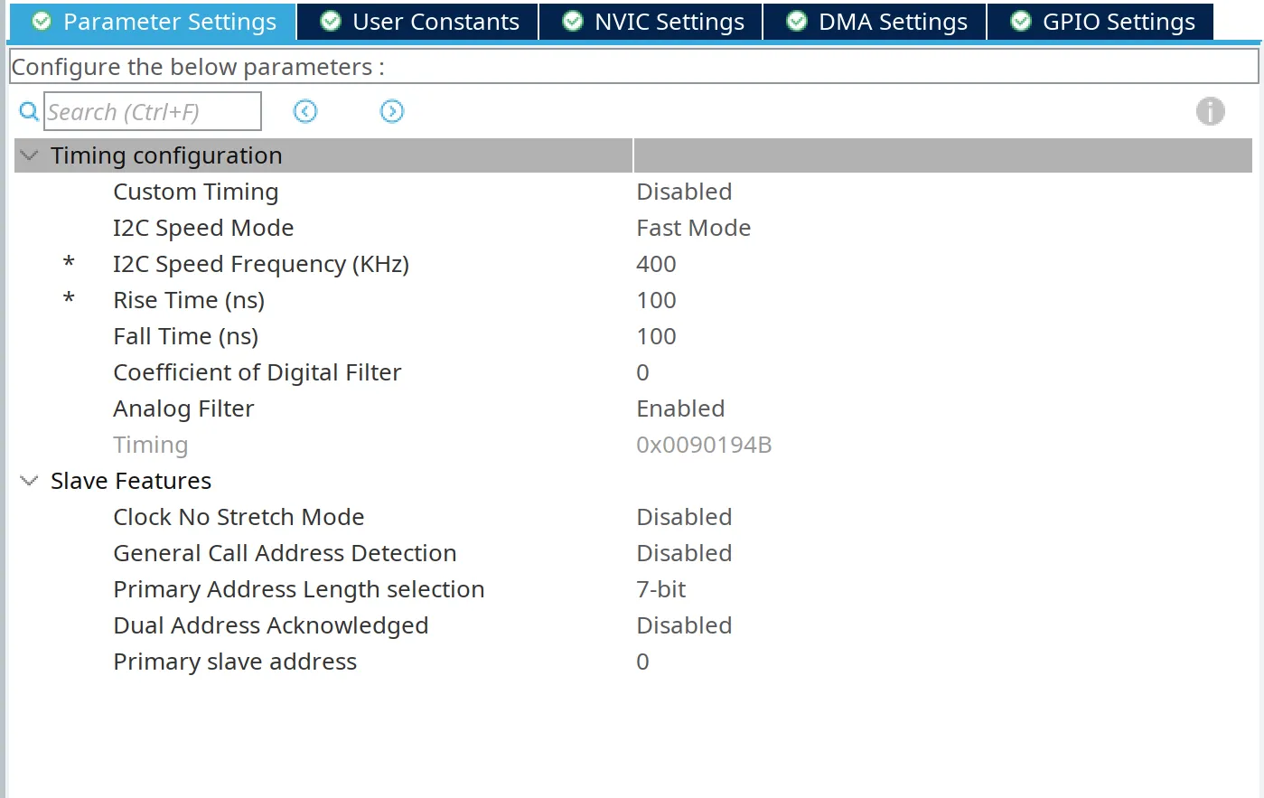 Configuration panel view.