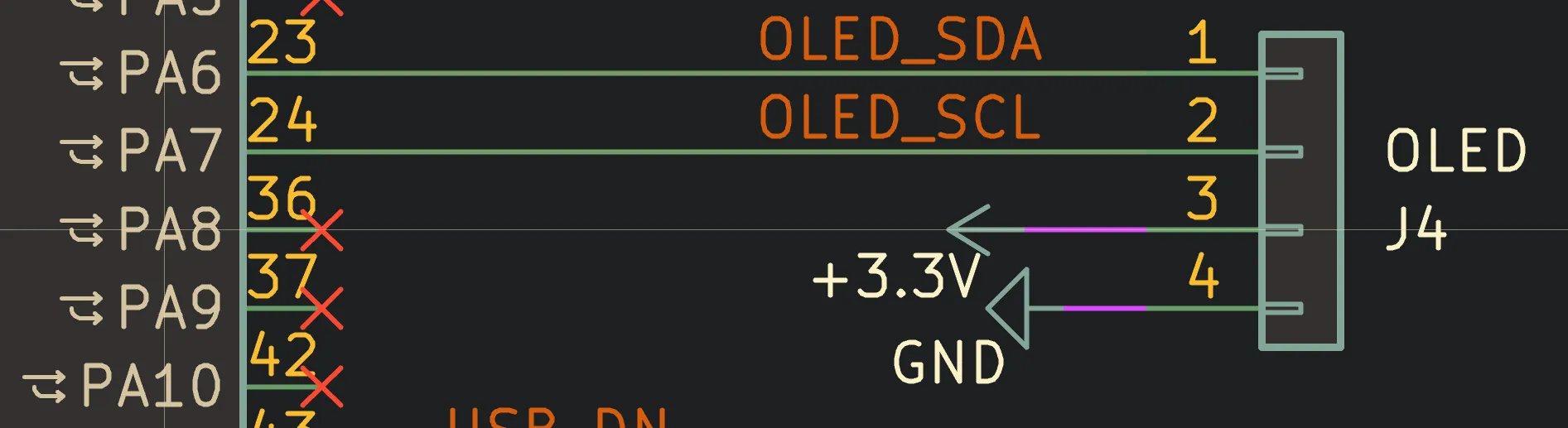 Diagram of the pin connection to the STM32C071